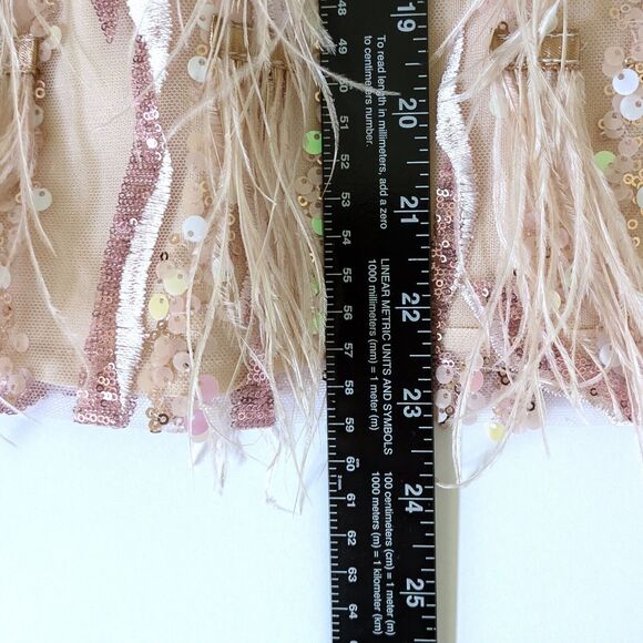 Bella Barnett Lalia Small Pink Sequin Feathers Mini Prom Party Dress Valentine's - Picture 13 of 16